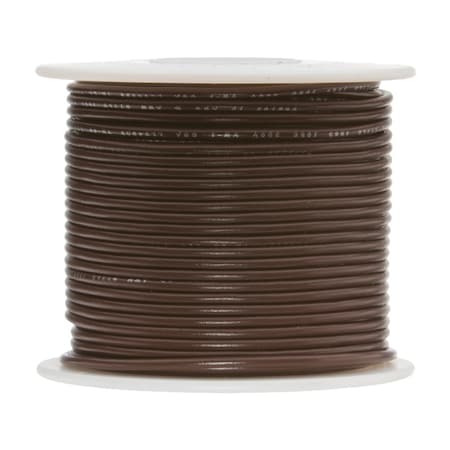 22 AWG Gauge Solid Hook Up Wire, 250 Ft Length, Brown, 0.0253 Diameter, UL1007, 300 Volts